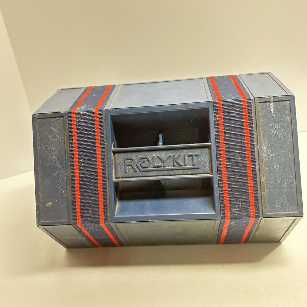 Vintage ROLYKIT Blue/Red Organizer Roll-Up Storage Box Case